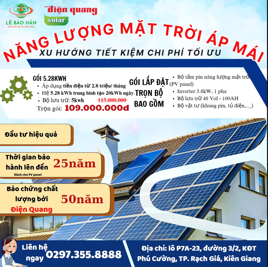 Giải Pháp Điện Năng Lượng Mặt Trời Áp Mái - GÓI GIẢI PHÁP 5.28KWP